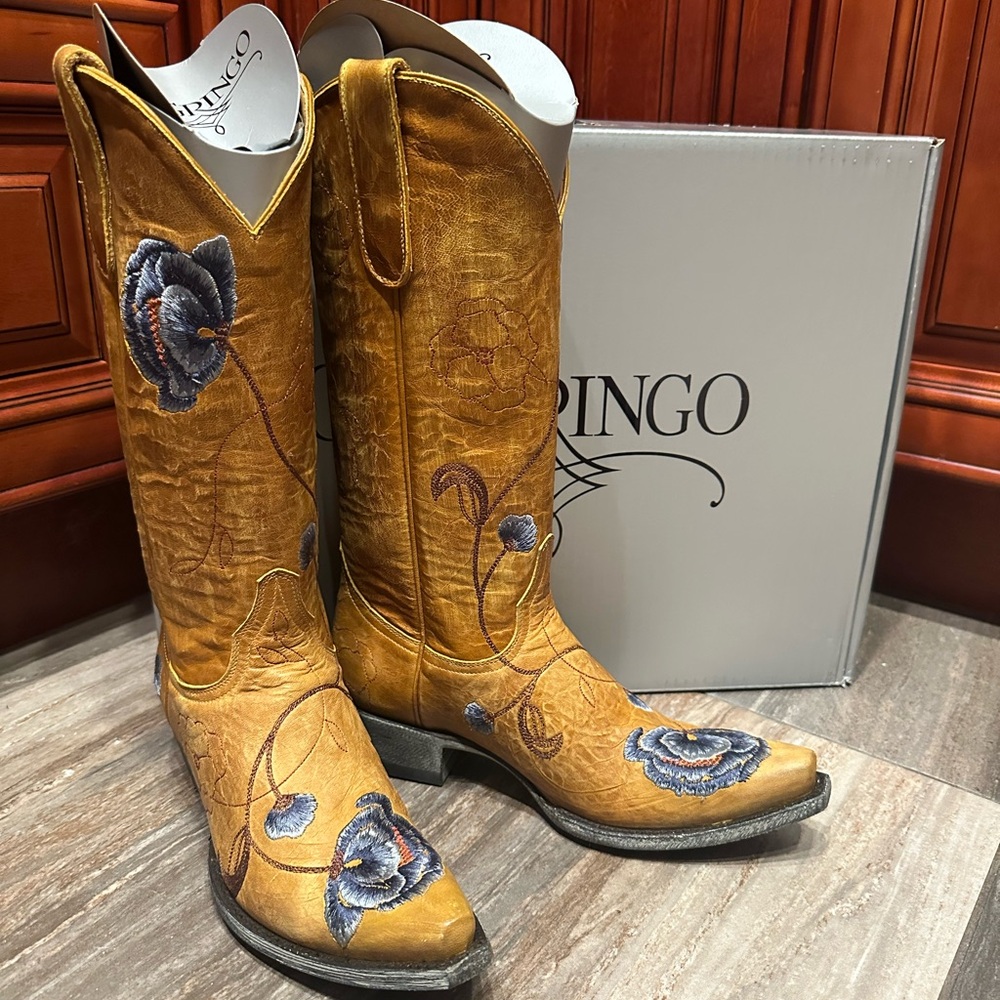 Old Gringo Marsha Butter Cowboy Boots Floral Embroidery Flower Western Rare - Picture 3 of 8